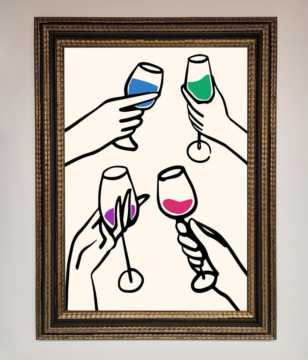 Cheers Wine Glasses Framed Wall Art - Zestio