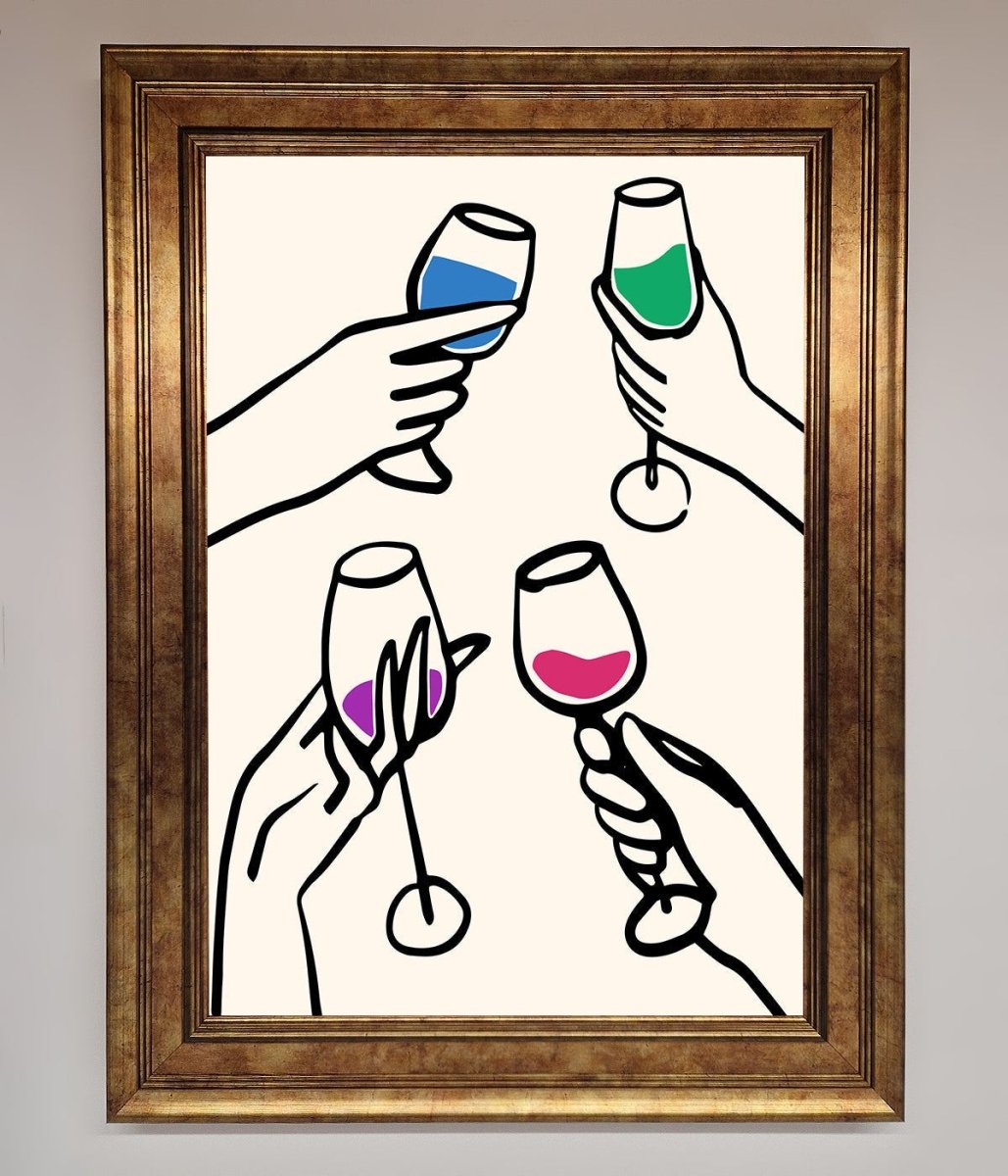 Cheers Wine Glasses Framed Wall Art - Zestio