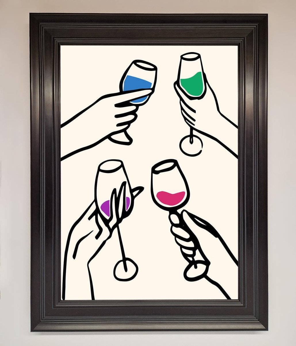 Cheers Wine Glasses Framed Wall Art - Zestio