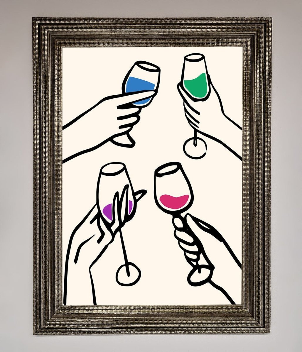 Cheers Wine Glasses Framed Wall Art - Zestio