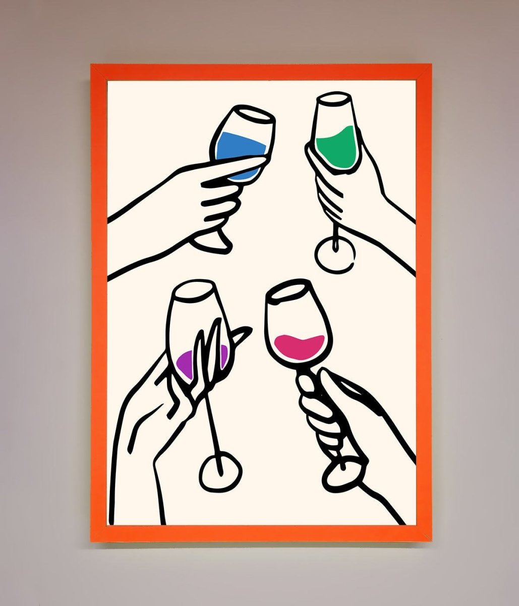 Cheers Wine Glasses Framed Wall Art - Zestio