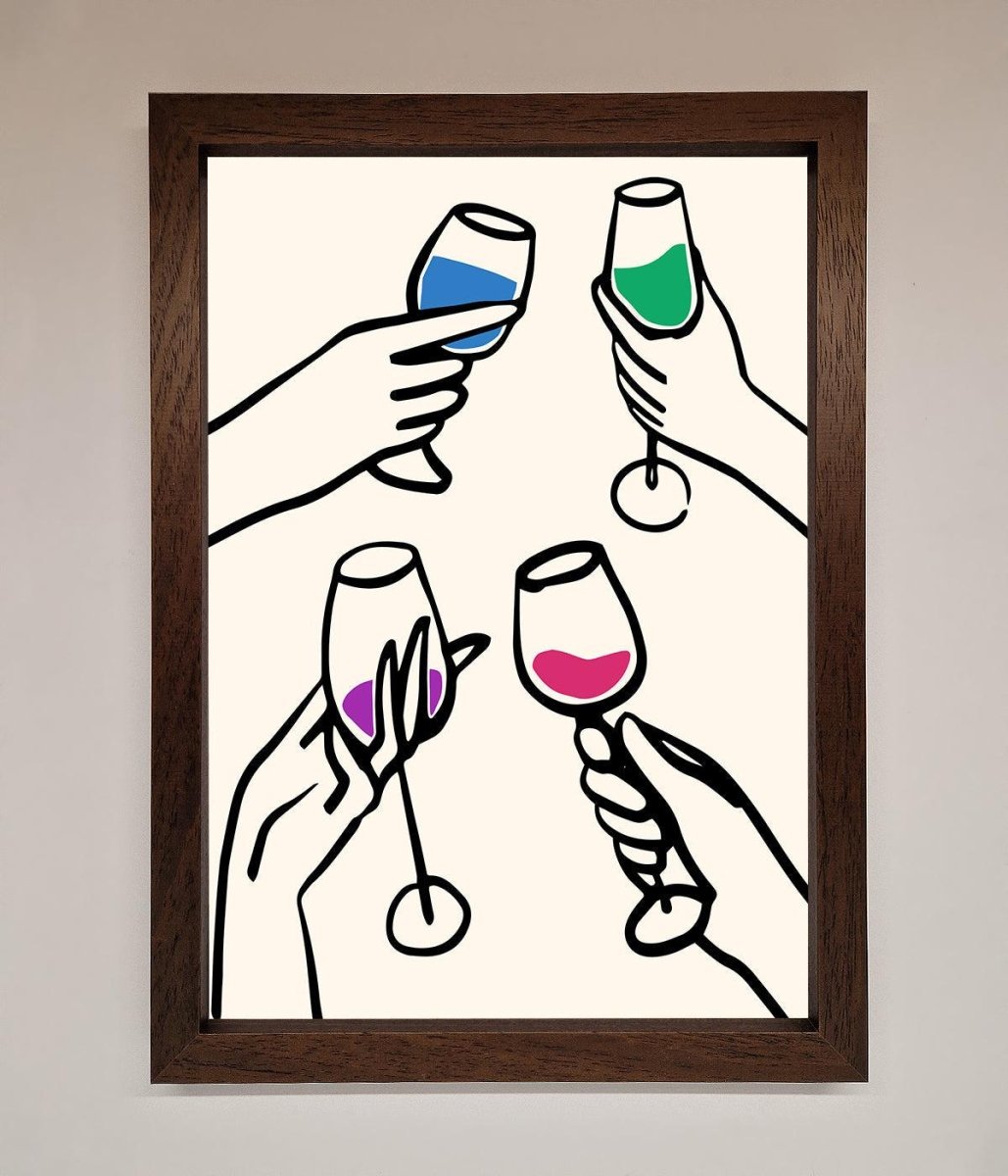 Cheers Wine Glasses Framed Wall Art - Zestio