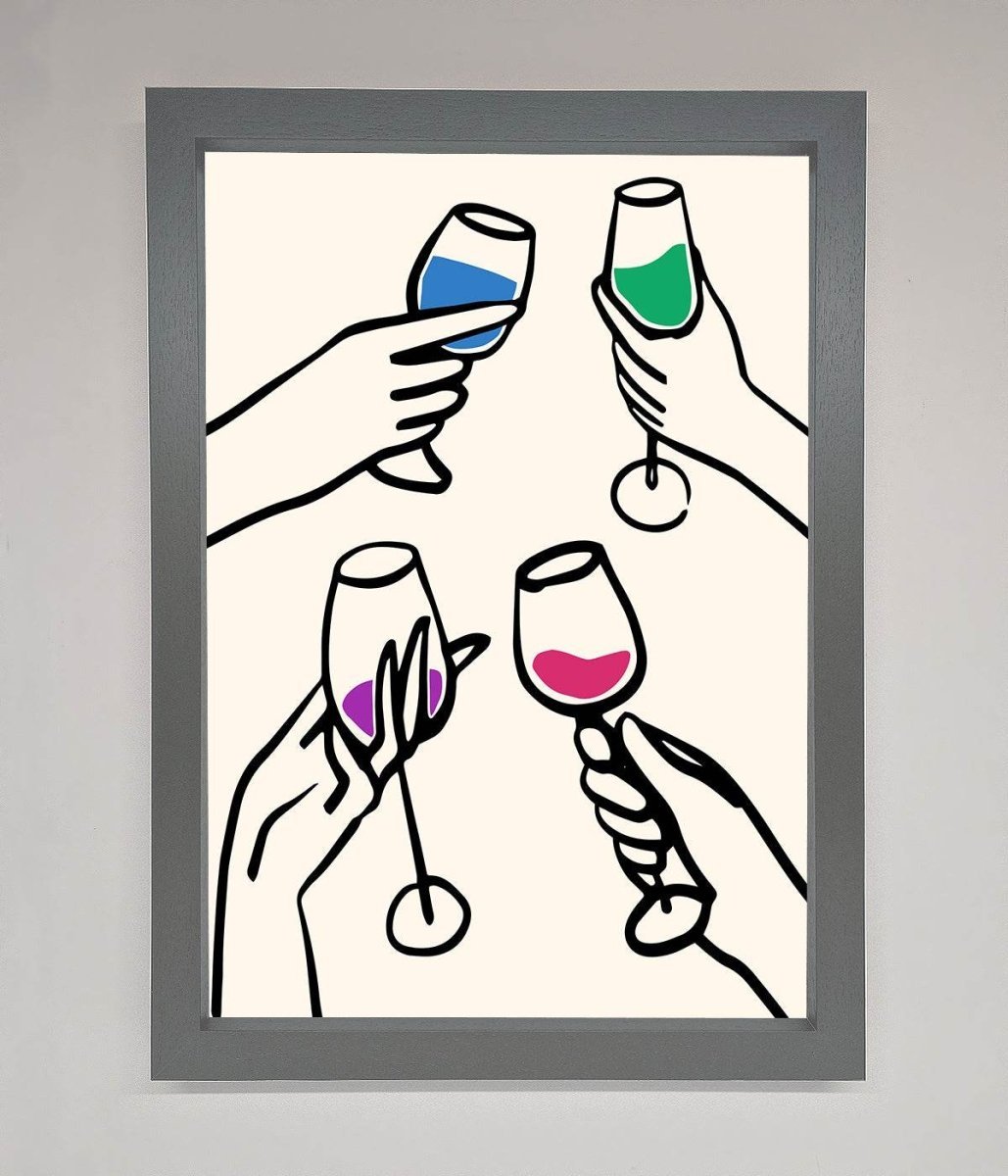 Cheers Wine Glasses Framed Wall Art - Zestio