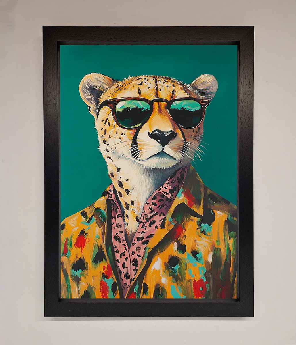 Cheetah With Sunglasses Framed Print - Zestio