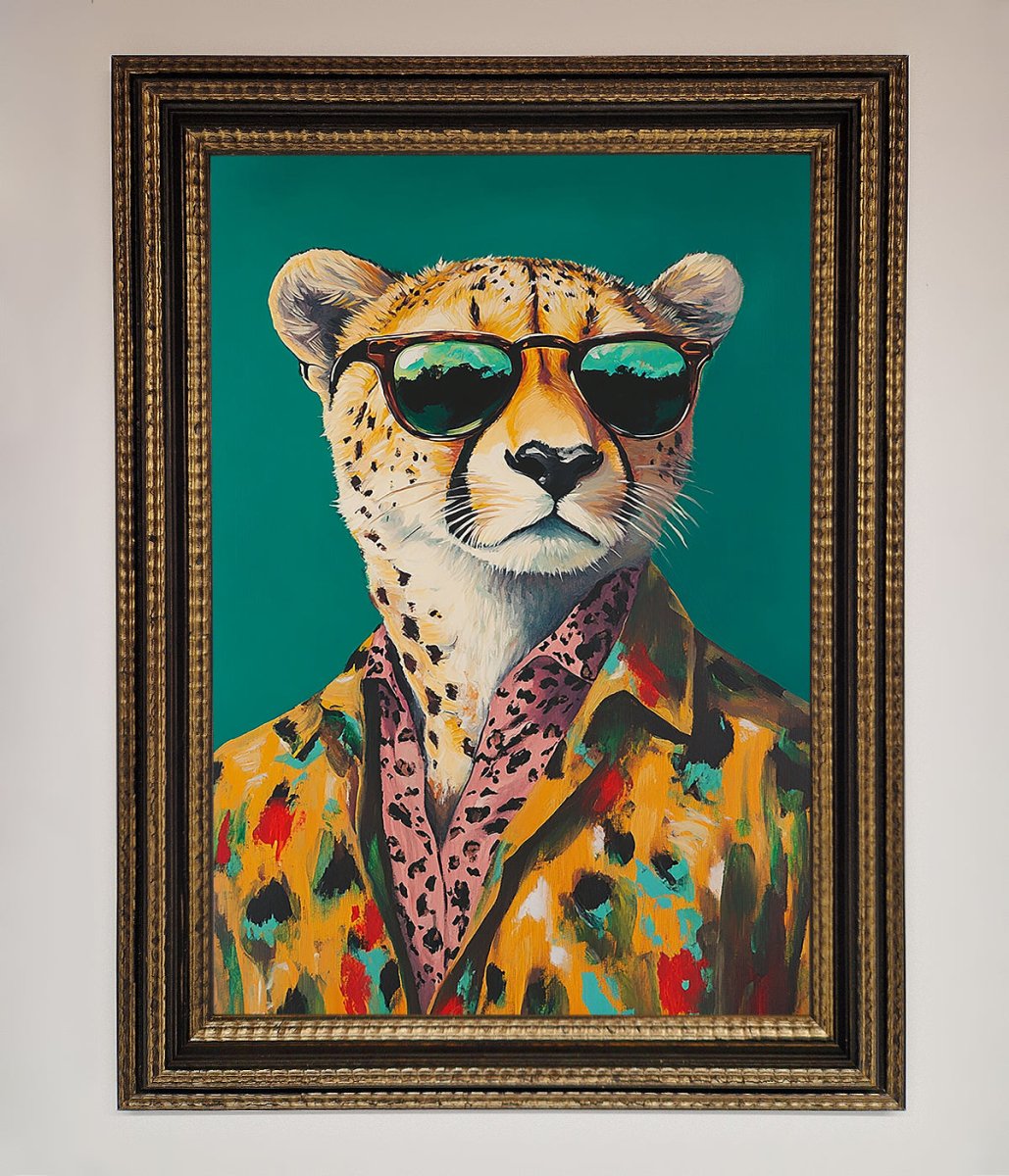 Cheetah With Sunglasses Framed Print - Zestio