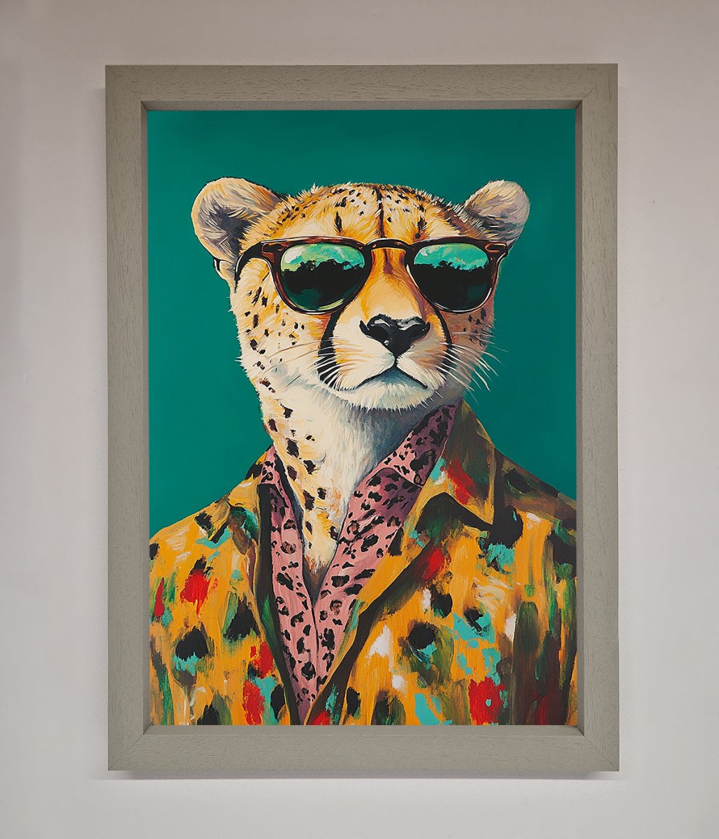 Cheetah With Sunglasses Framed Print - Zestio