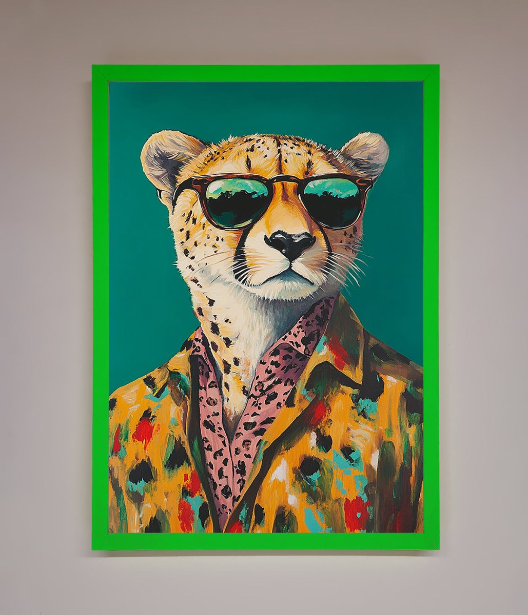 Cheetah With Sunglasses Framed Print - Zestio