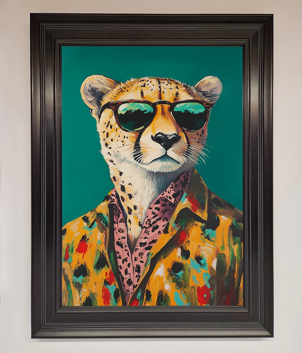 Cheetah With Sunglasses Framed Print - Zestio