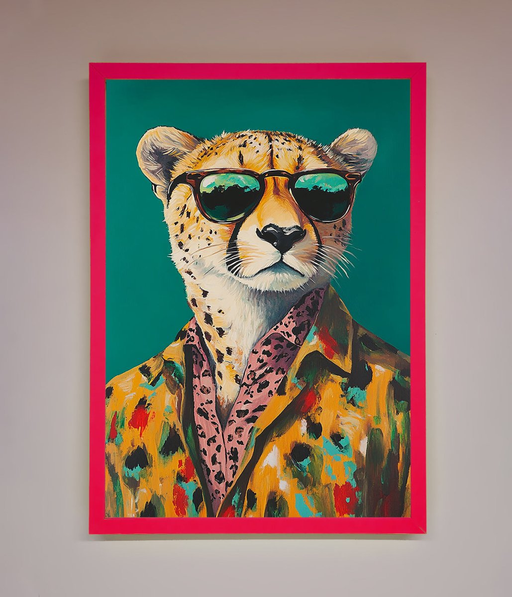 Cheetah With Sunglasses Framed Print - Zestio