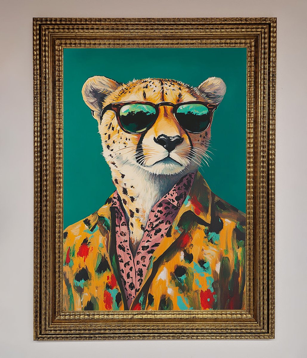 Cheetah With Sunglasses Framed Print - Zestio