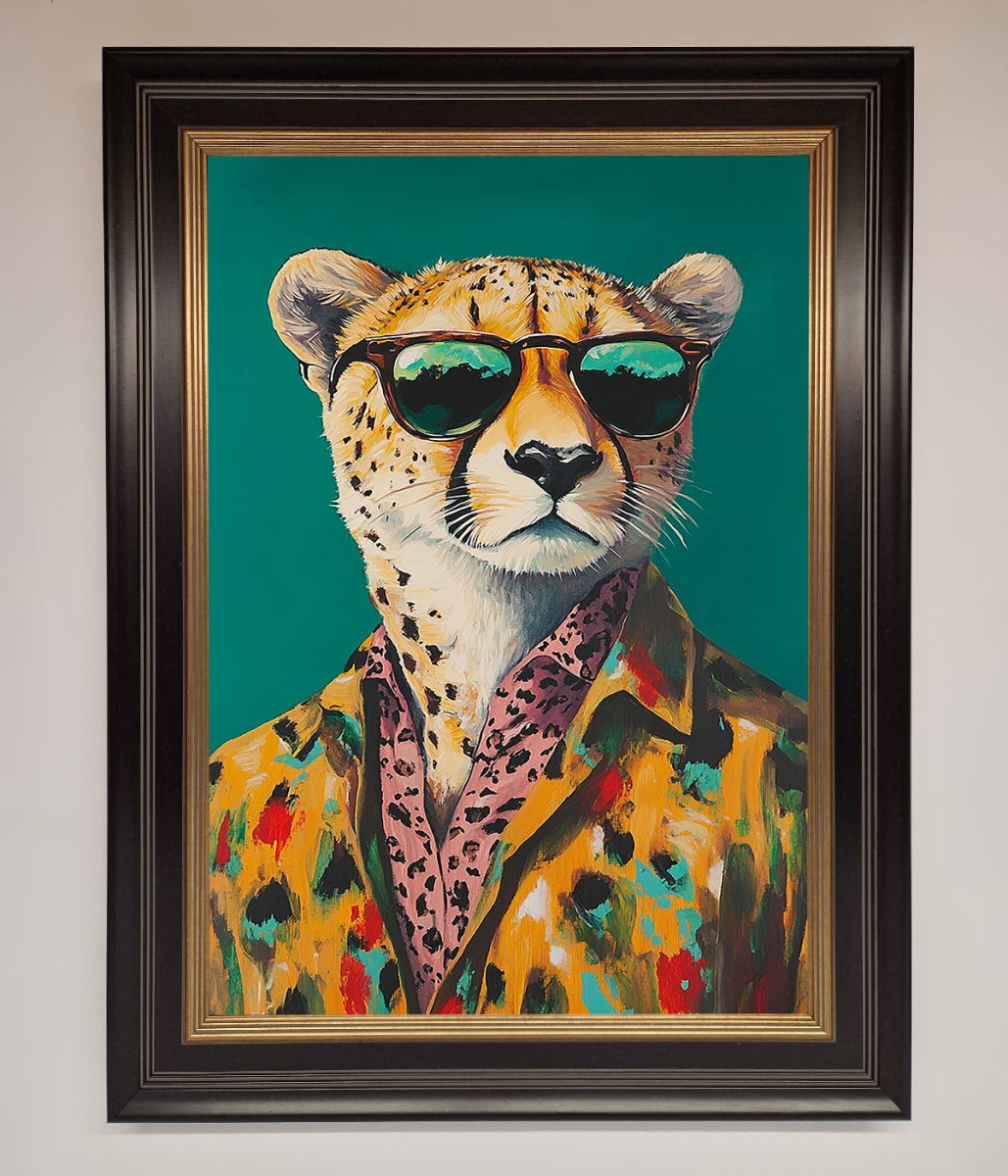 Cheetah With Sunglasses Framed Print - Zestio