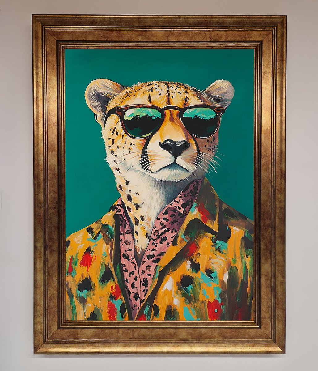 Cheetah With Sunglasses Framed Print - Zestio