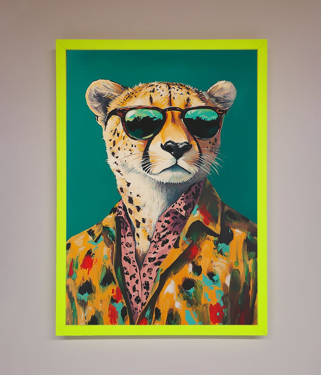 Cheetah With Sunglasses Framed Print - Zestio