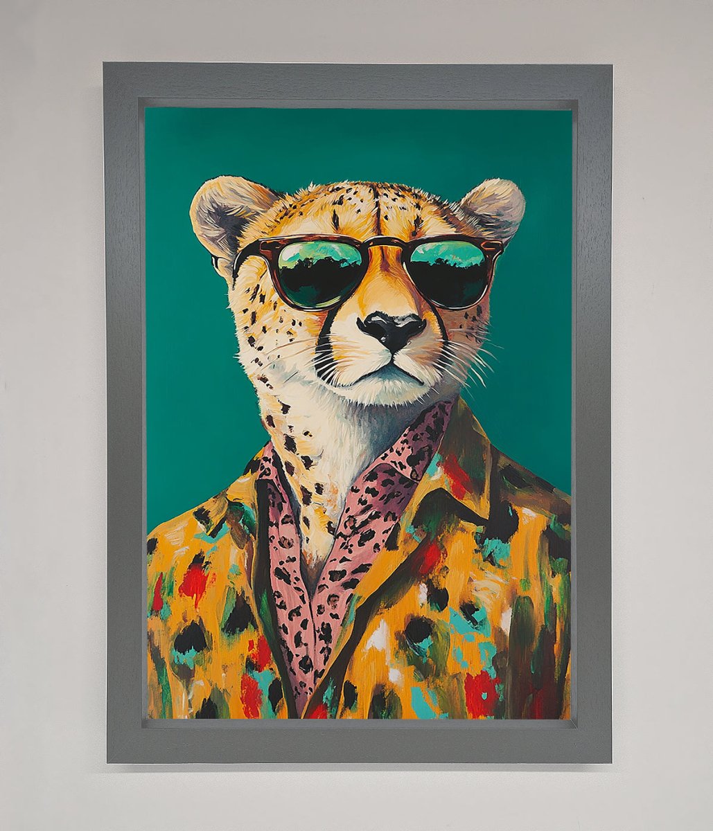 Cheetah With Sunglasses Framed Print - Zestio