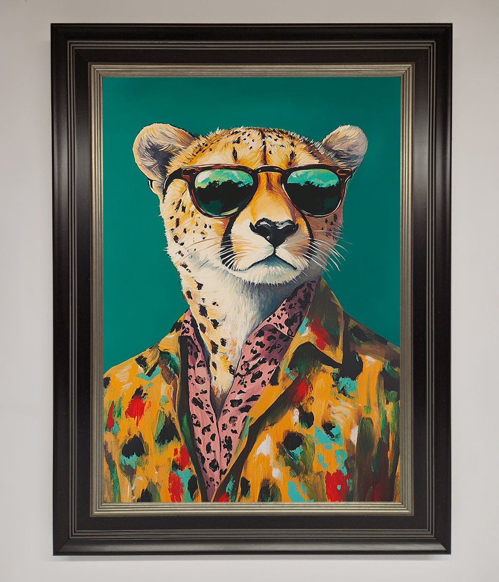 Cheetah With Sunglasses Framed Print - Zestio