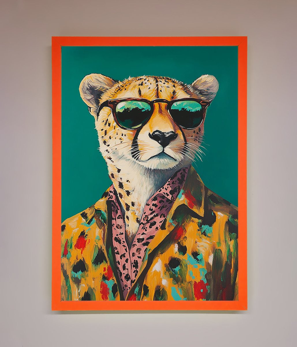 Cheetah With Sunglasses Framed Print - Zestio