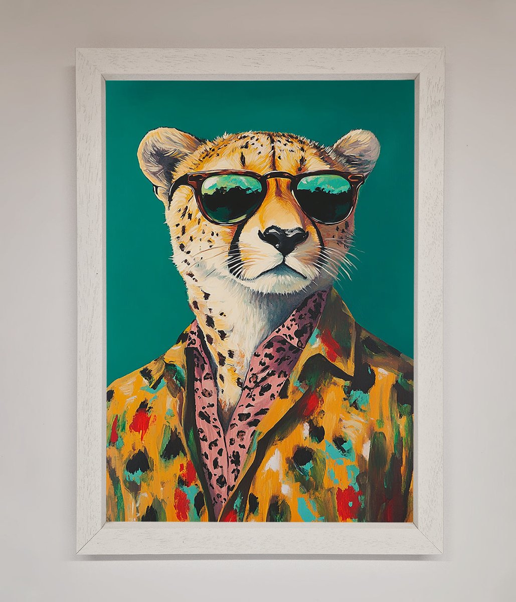 Cheetah With Sunglasses Framed Print - Zestio