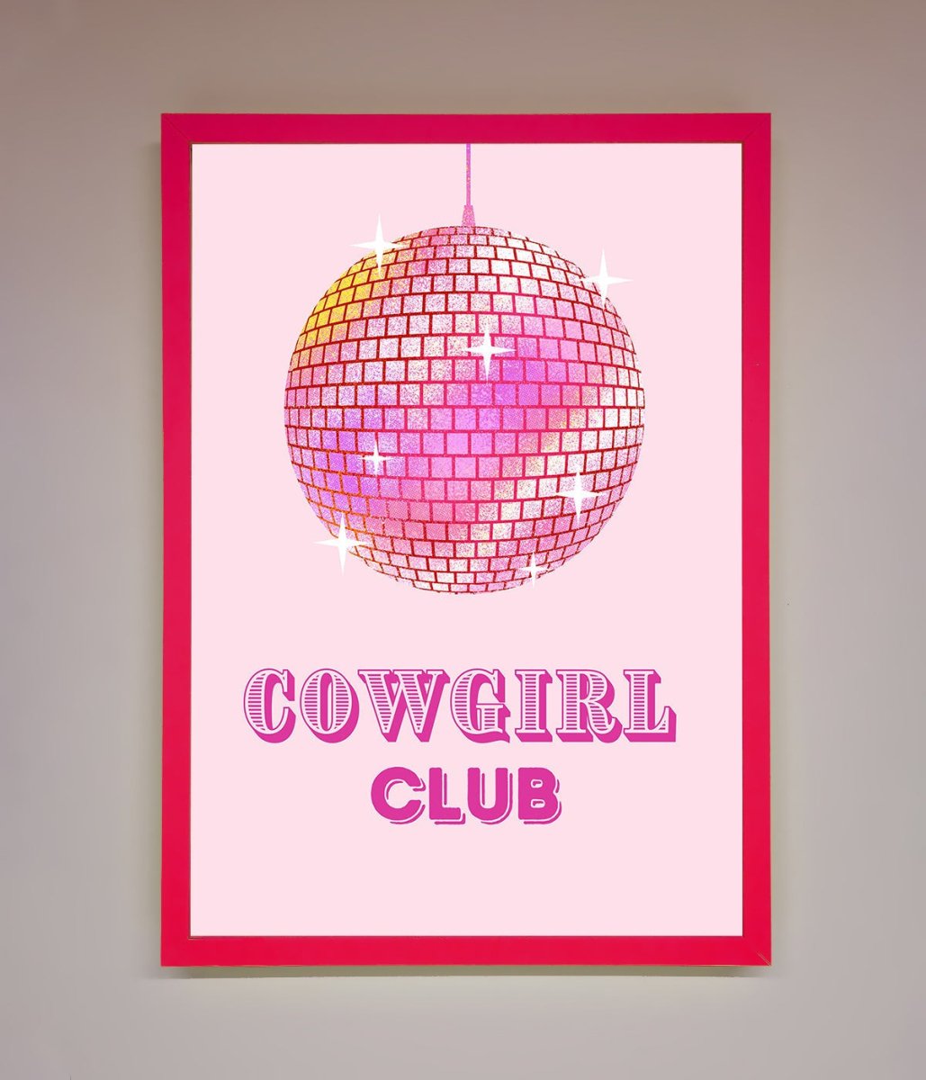 Cowgirl Club Disco Ball Framed Print - Zestio