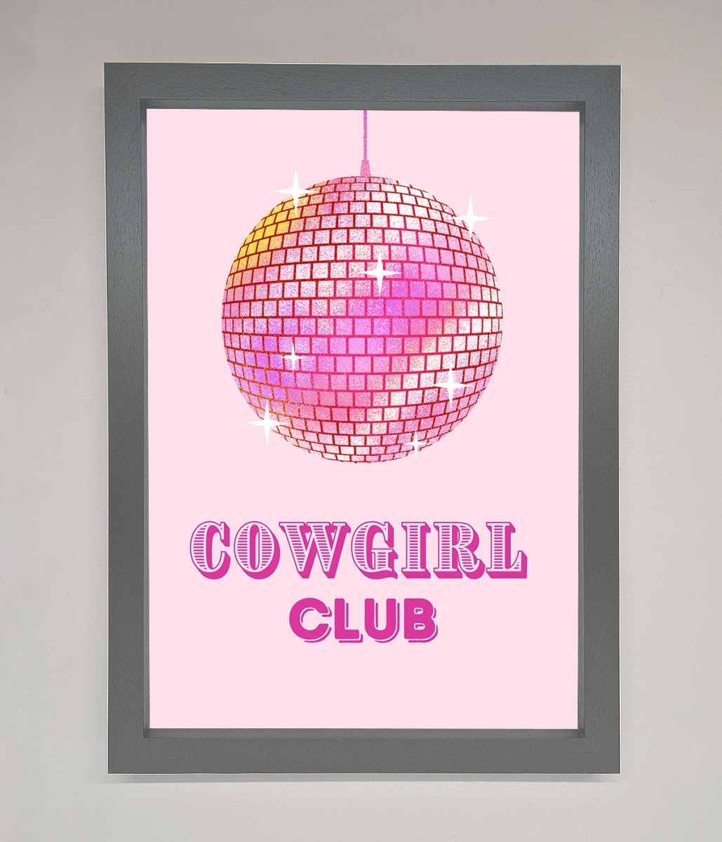 Cowgirl Club Disco Ball Framed Print - Zestio