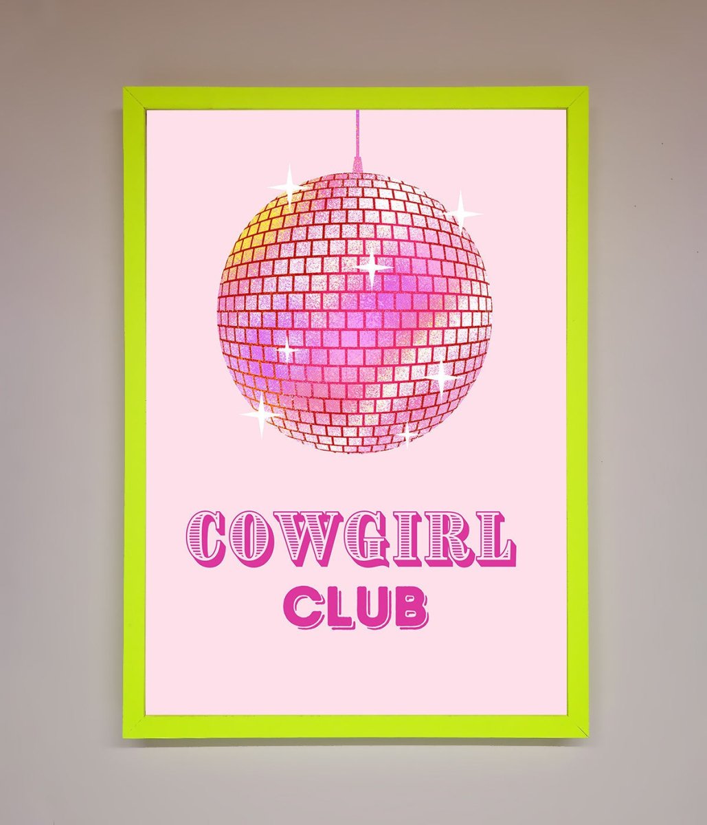 Cowgirl Club Disco Ball Framed Print - Zestio