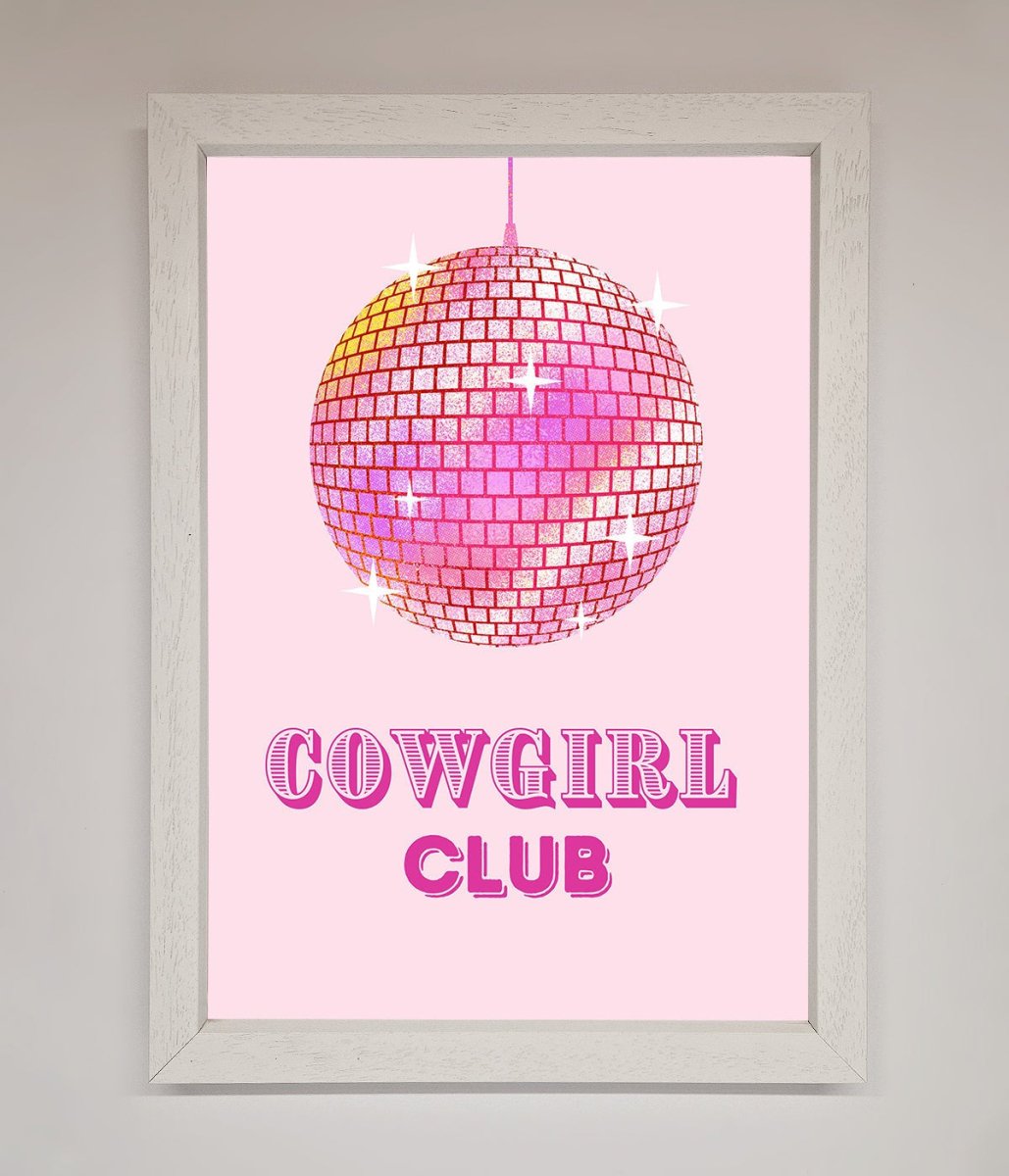 Cowgirl Club Disco Ball Framed Print - Zestio