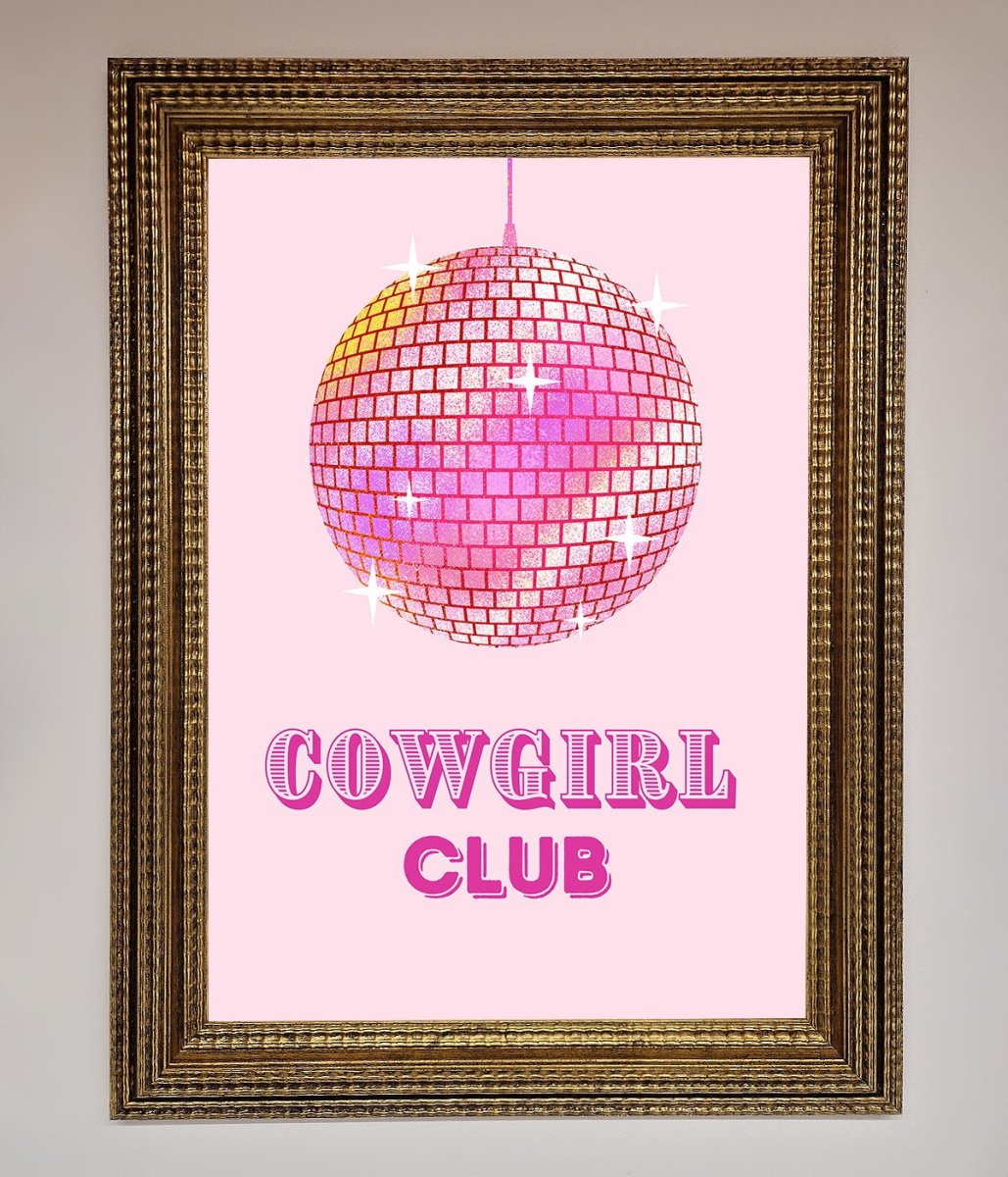 Cowgirl Club Disco Ball Framed Print - Zestio