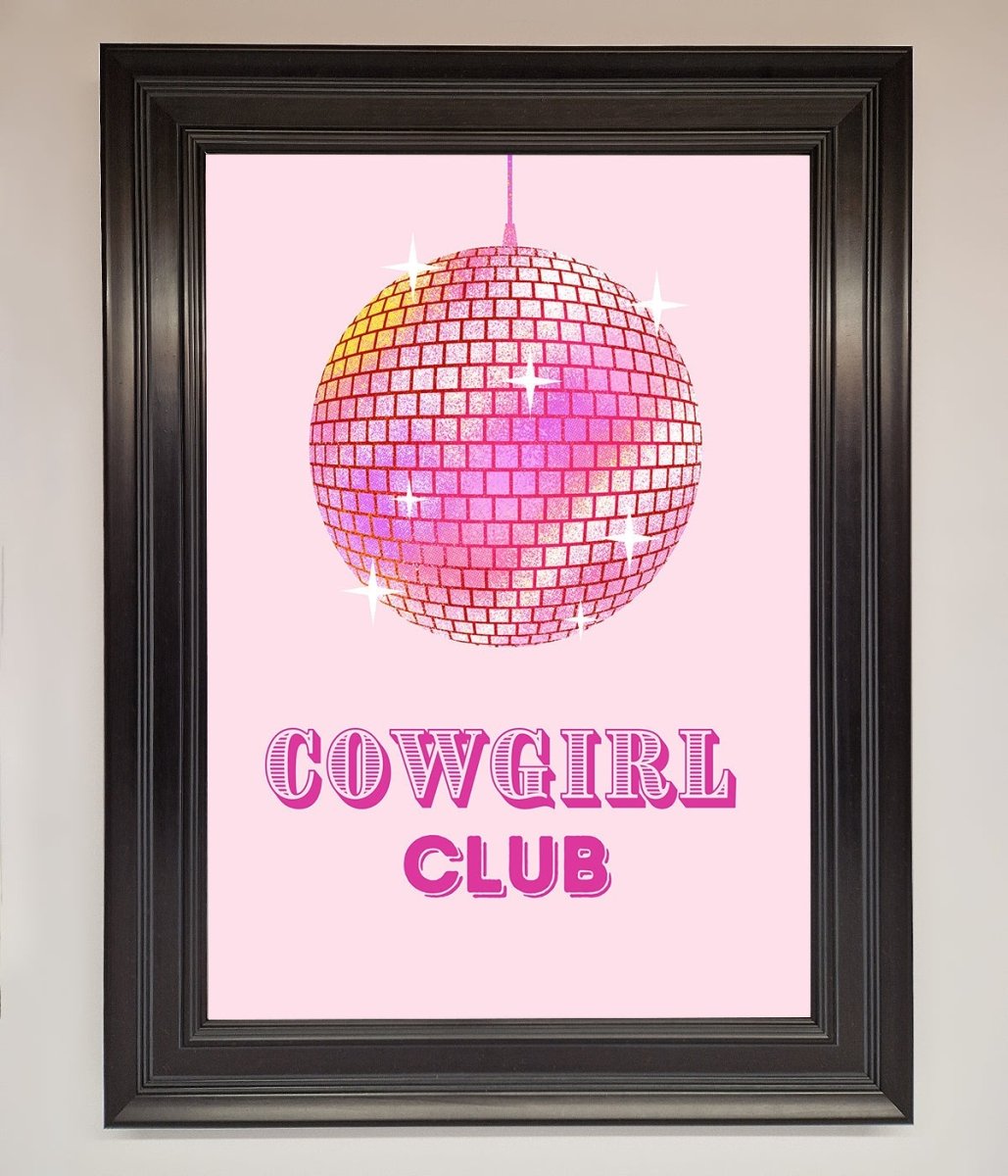 Cowgirl Club Disco Ball Framed Print - Zestio