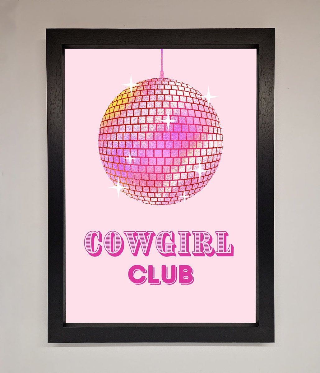 Cowgirl Club Disco Ball Framed Print - Zestio