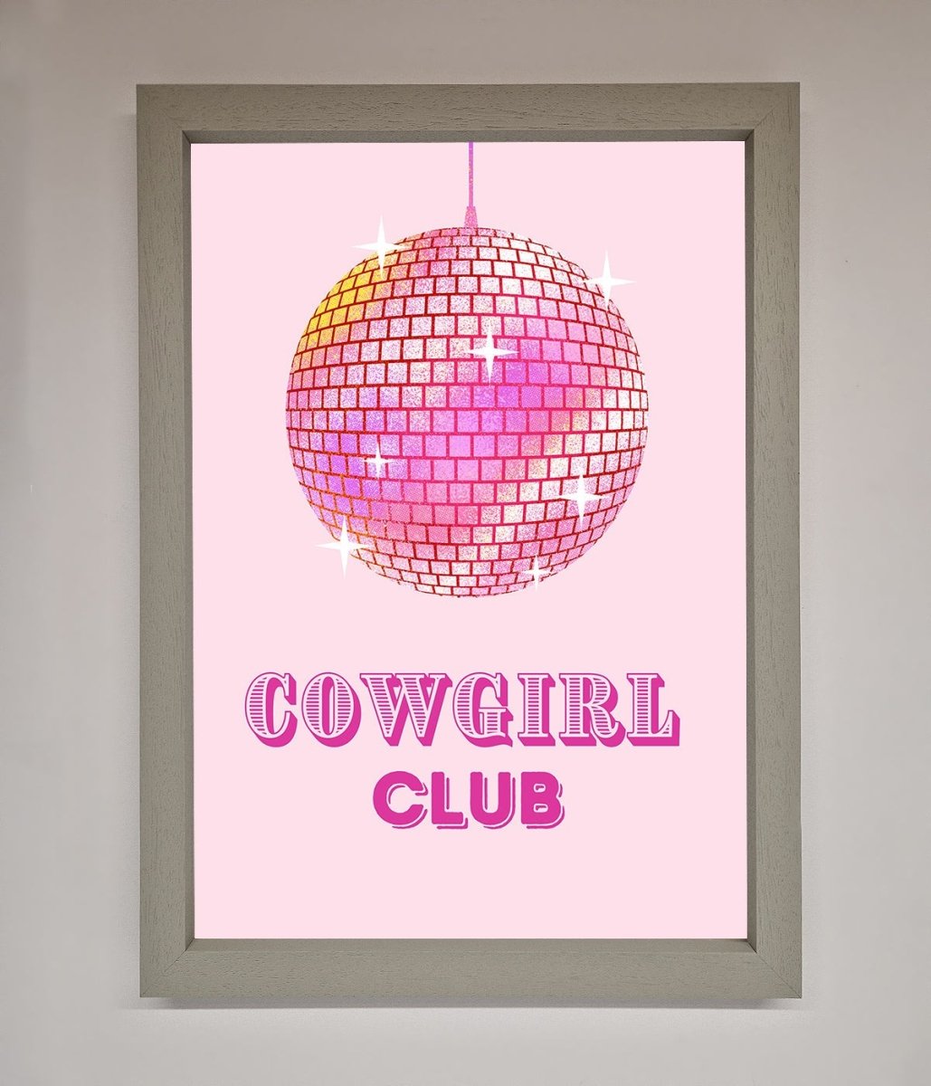 Cowgirl Club Disco Ball Framed Print - Zestio