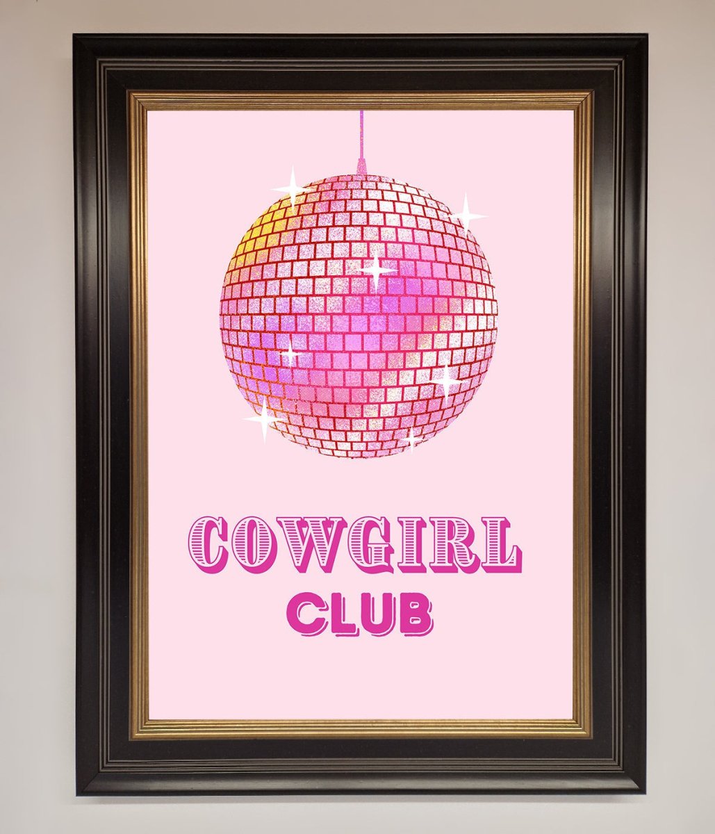 Cowgirl Club Disco Ball Framed Print - Zestio