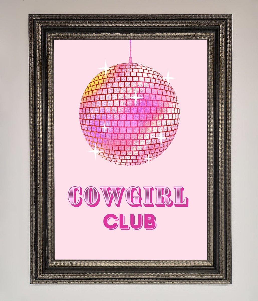 Cowgirl Club Disco Ball Framed Print - Zestio