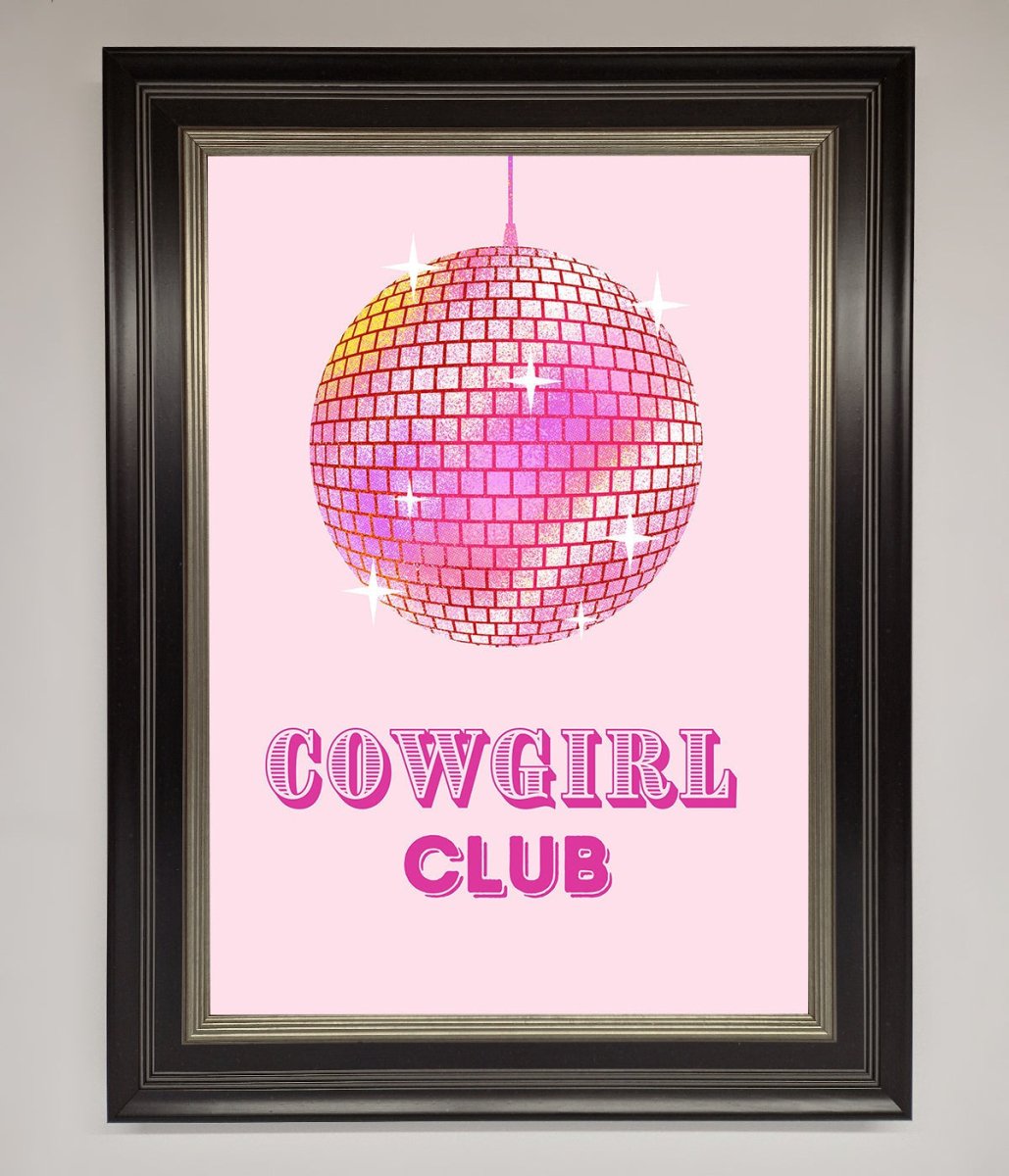 Cowgirl Club Disco Ball Framed Print - Zestio