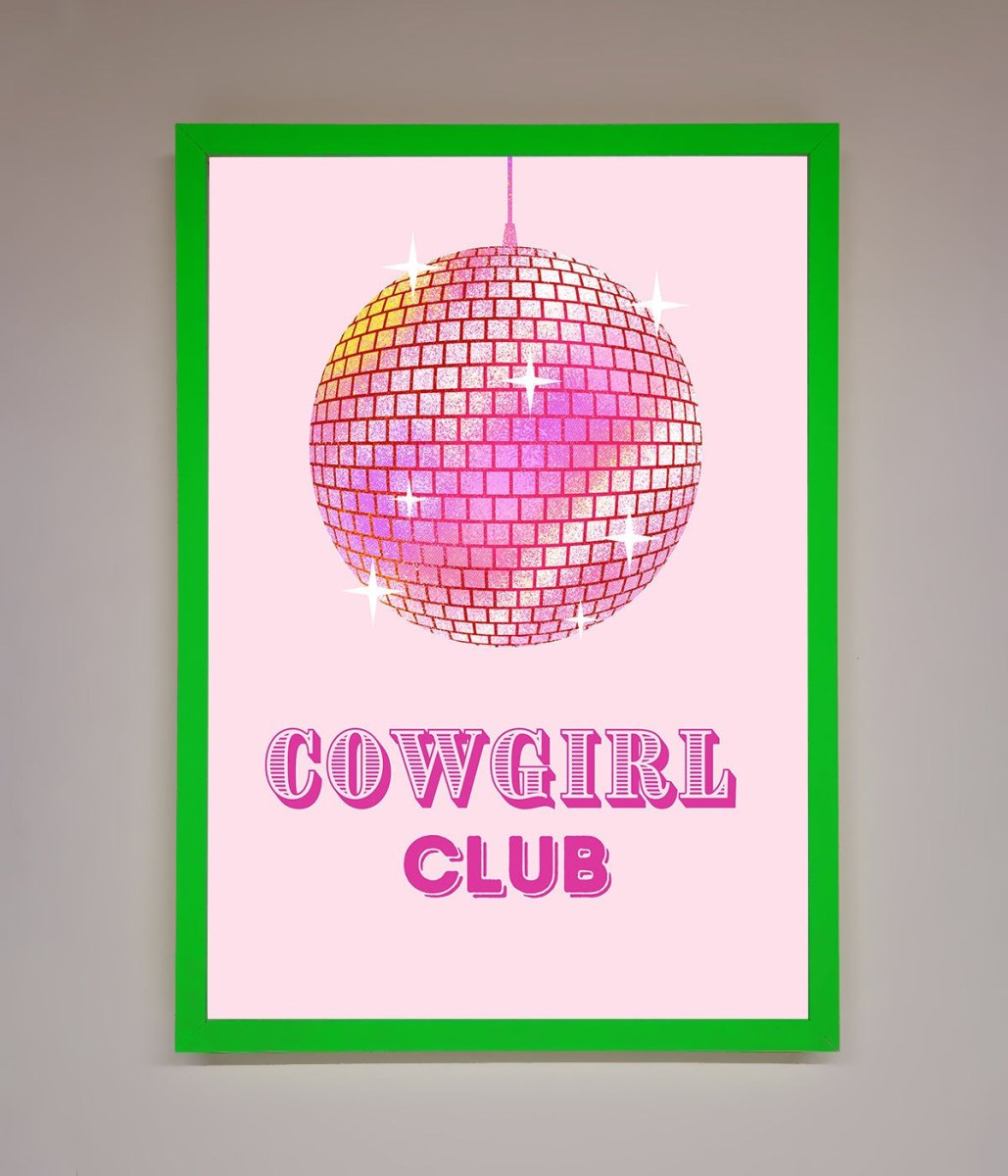 Cowgirl Club Disco Ball Framed Print - Zestio