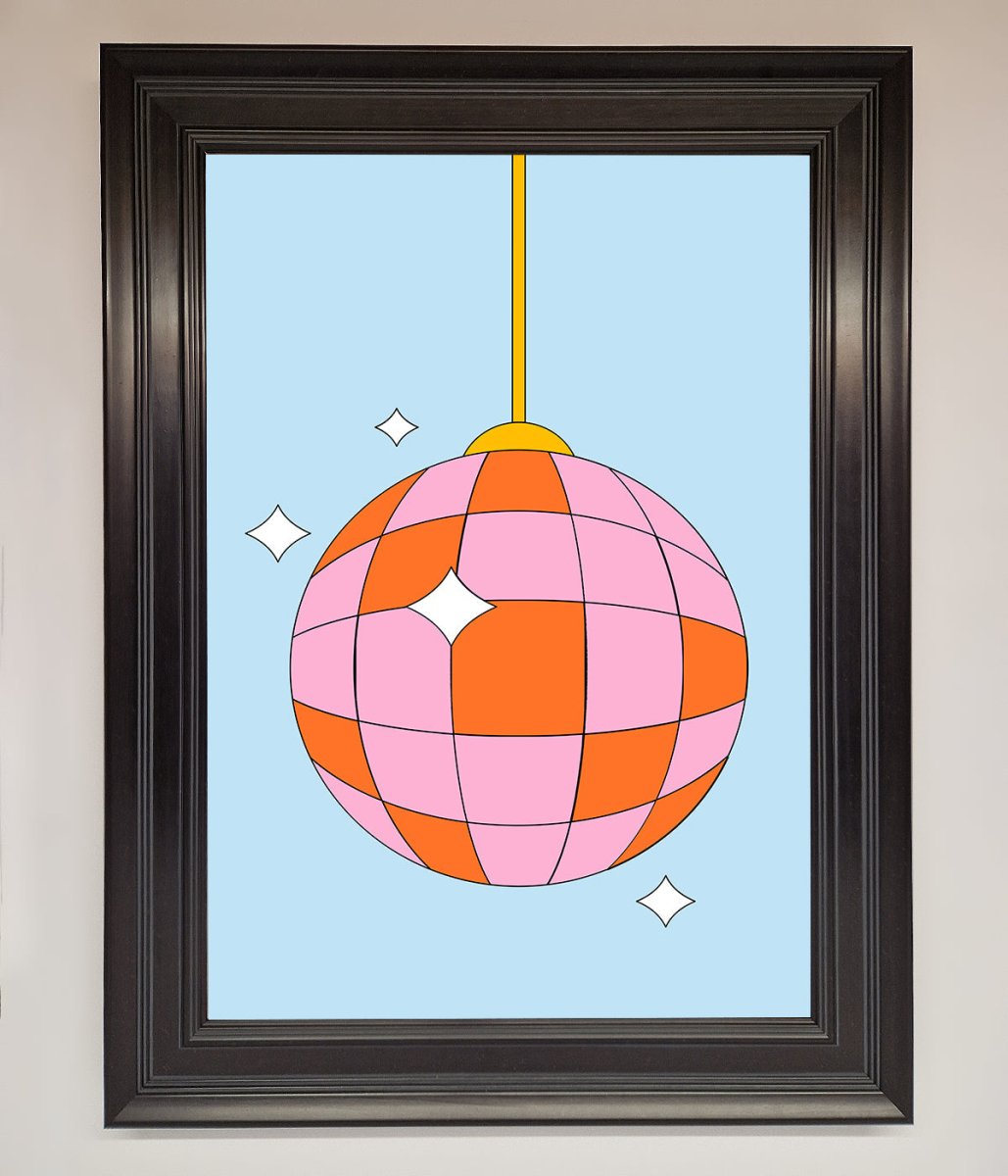 Disco Ball Pink Framed Poster - Zestio