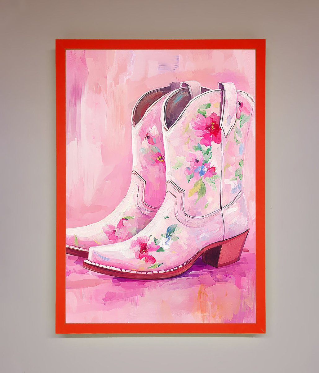 Floral Cowboy Boots Framed Poster - Zestio