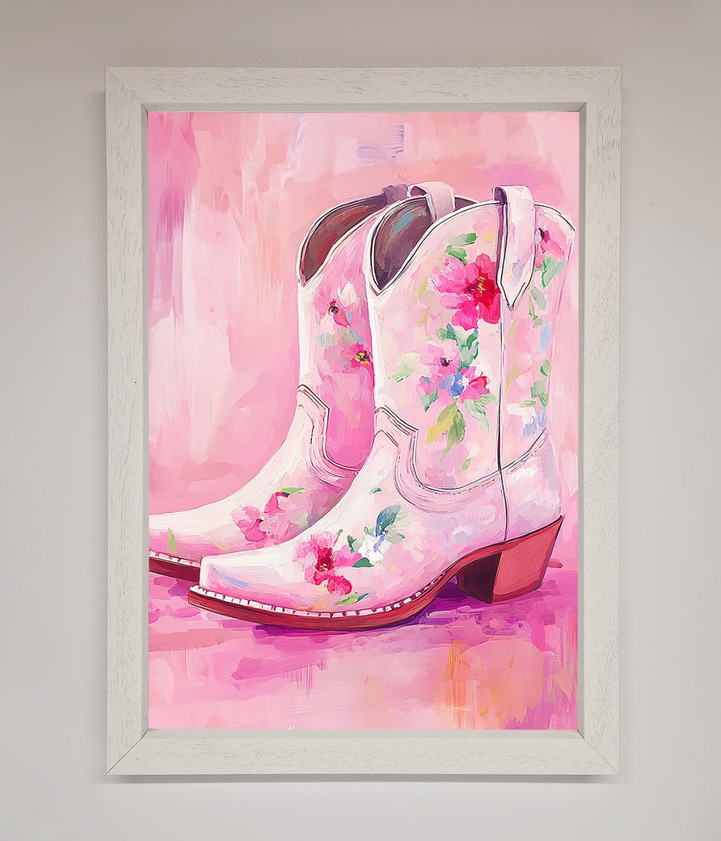 Floral Cowboy Boots Framed Poster - Zestio