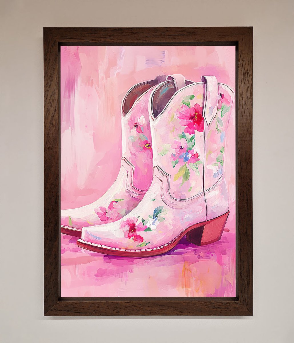 Floral Cowboy Boots Framed Poster - Zestio