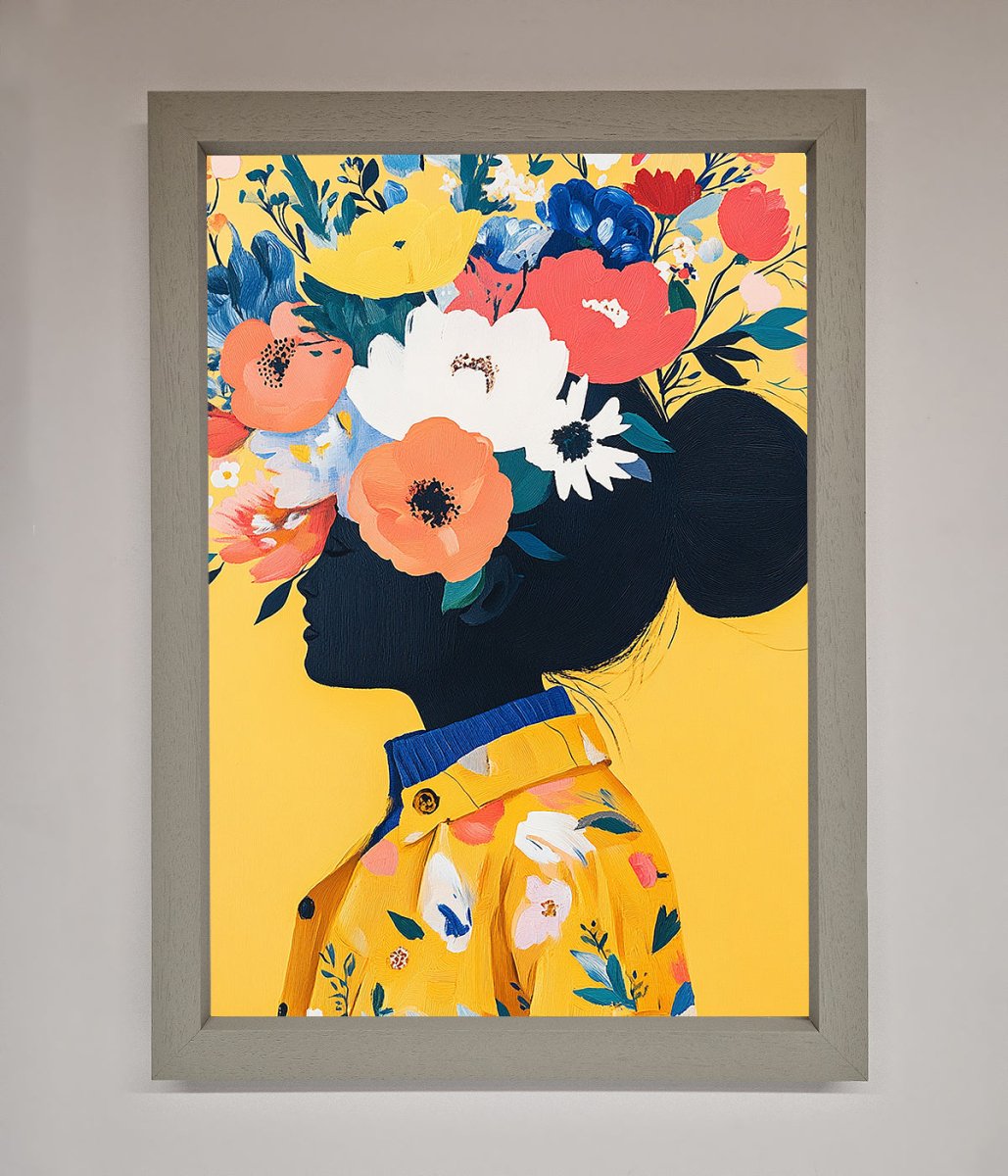 Floral Explosion Yellow Framed Print - Zestio