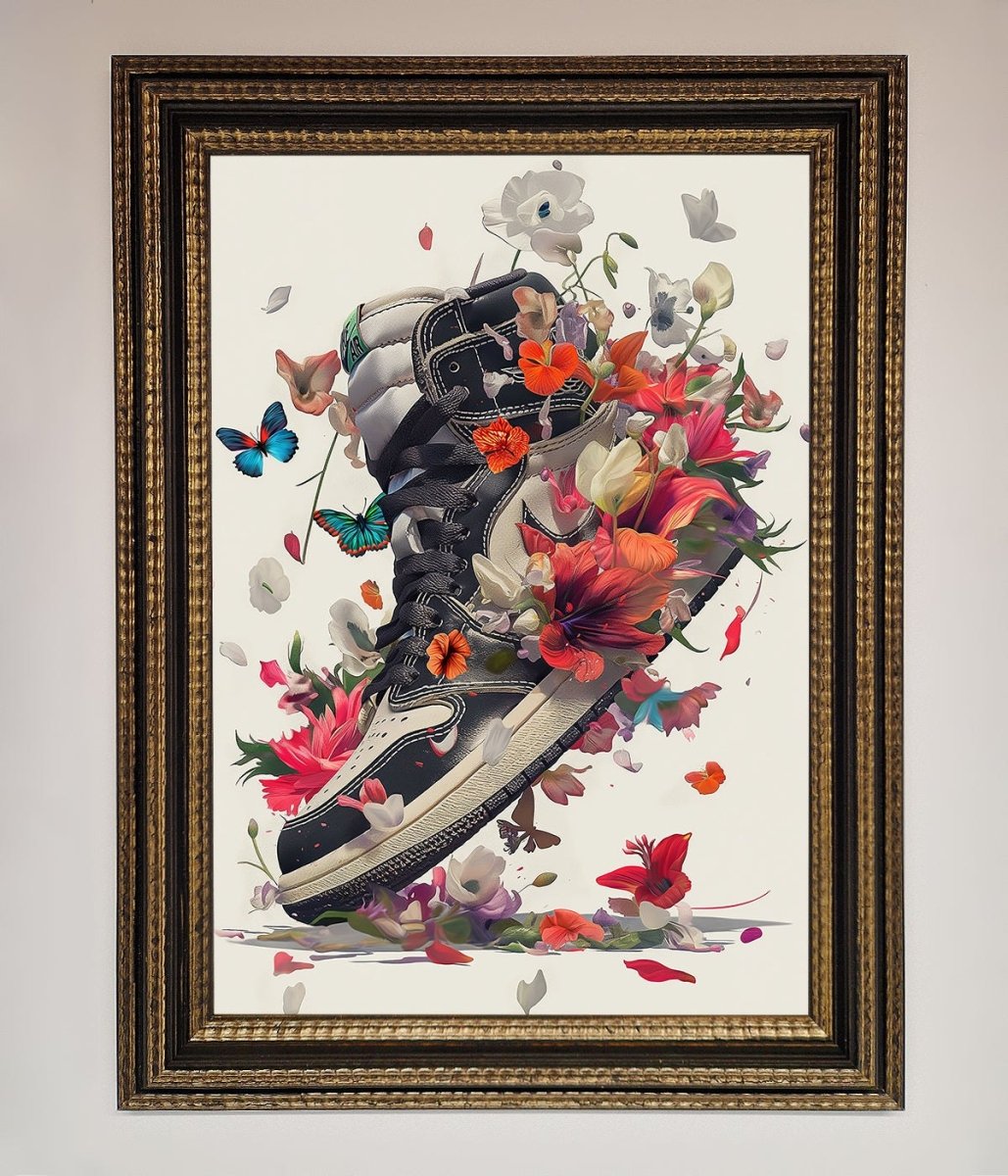 Floral Sneakers Framed Print - Zestio