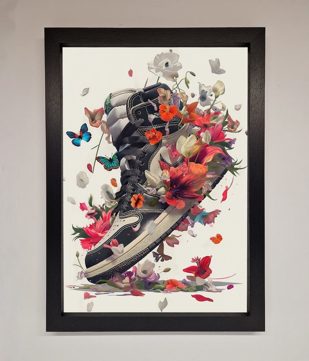 Floral Sneakers Framed Print - Zestio