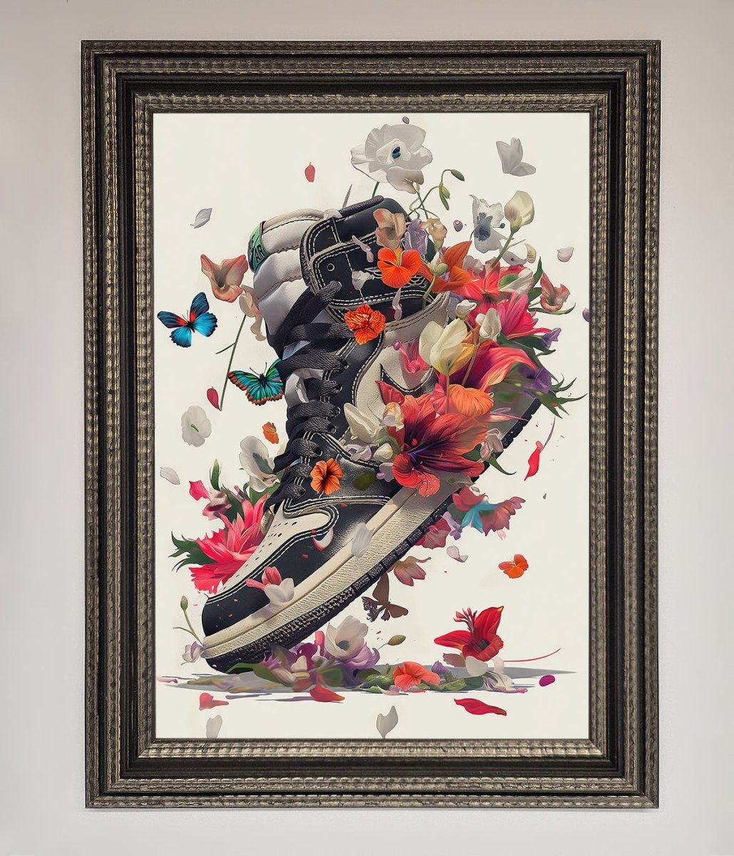 Floral Sneakers Framed Print - Zestio