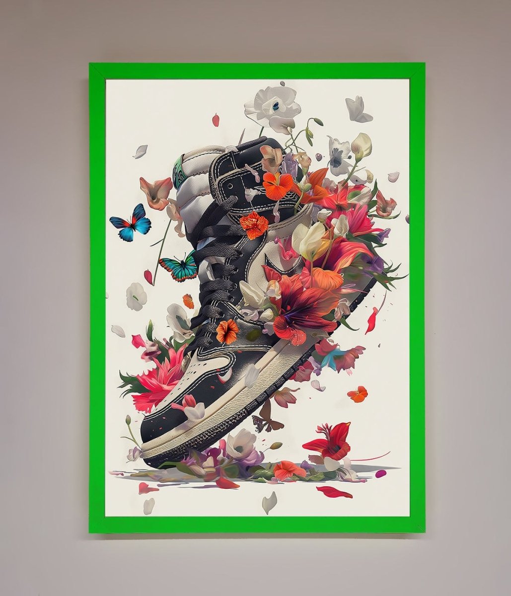 Floral Sneakers Framed Print - Zestio