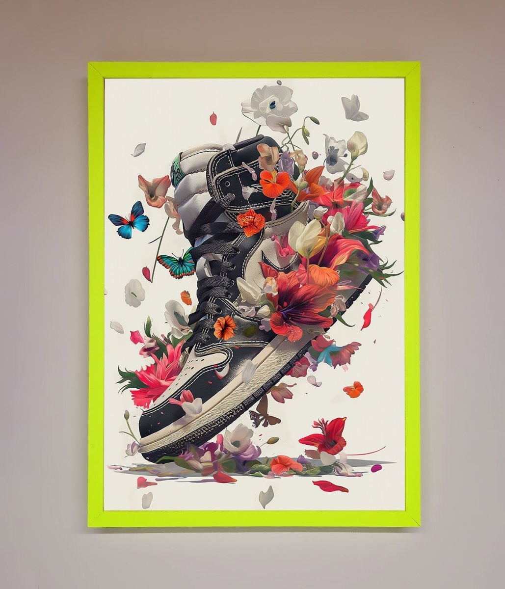 Floral Sneakers Framed Print - Zestio