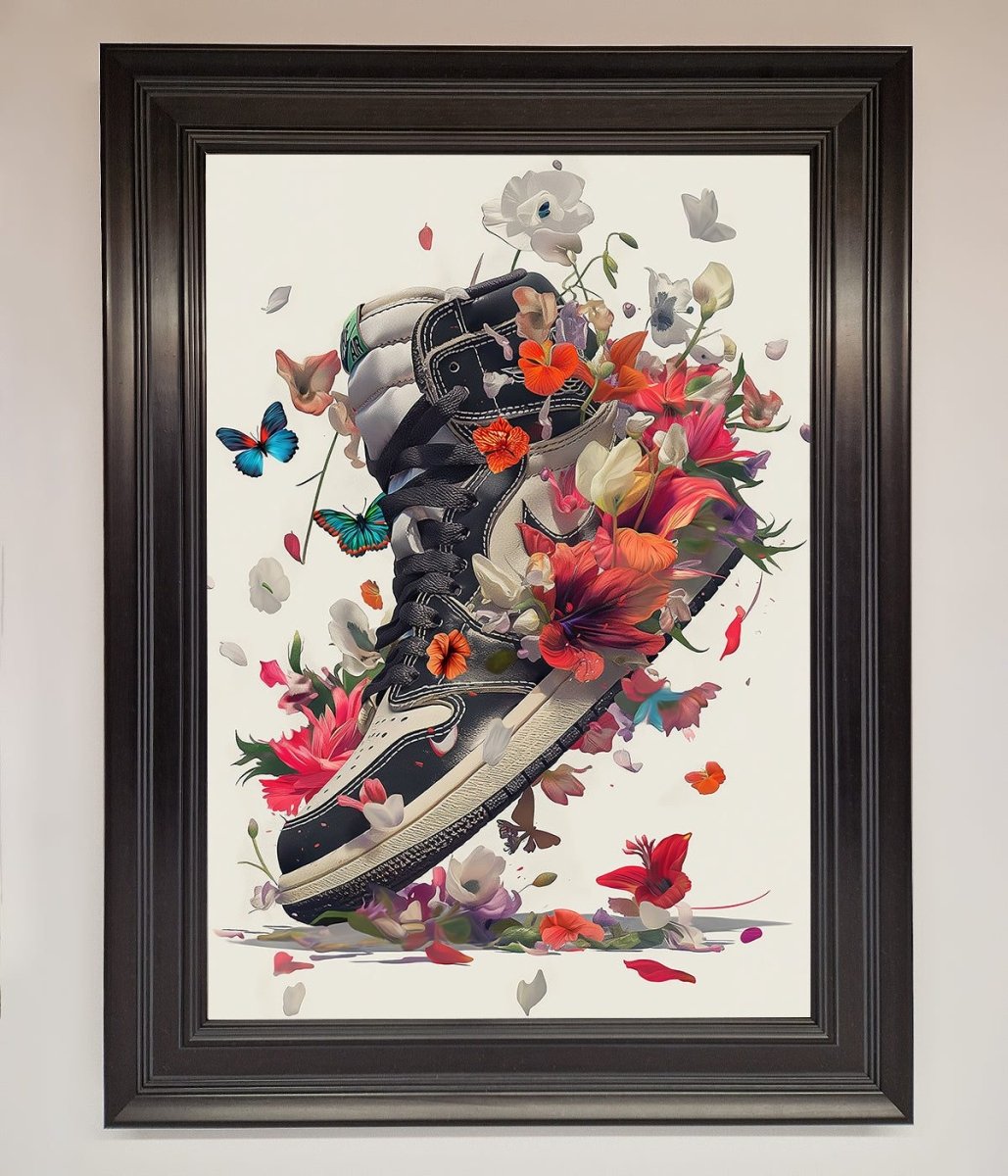 Floral Sneakers Framed Print - Zestio