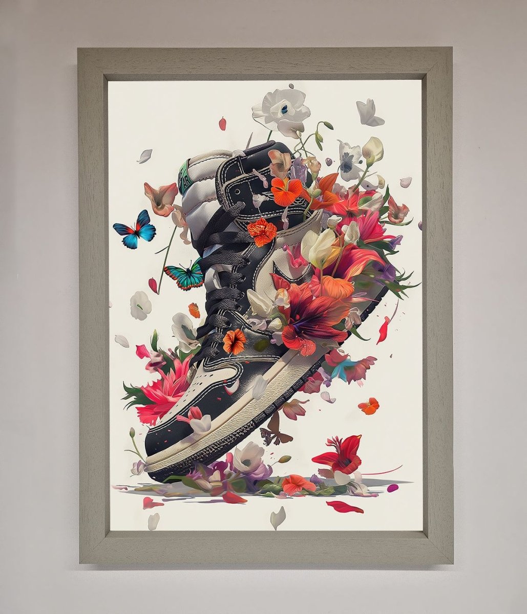 Floral Sneakers Framed Print - Zestio