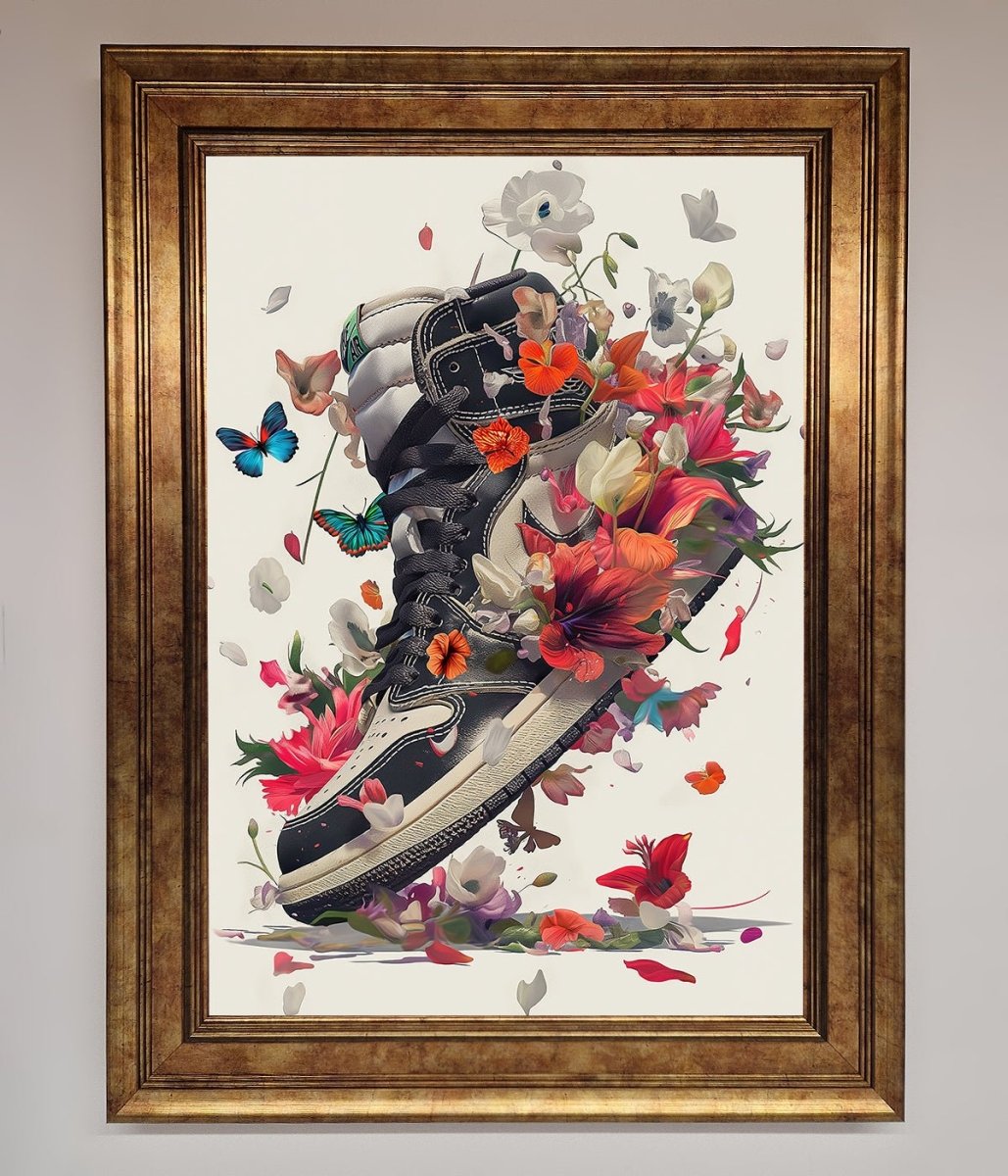 Floral Sneakers Framed Print - Zestio