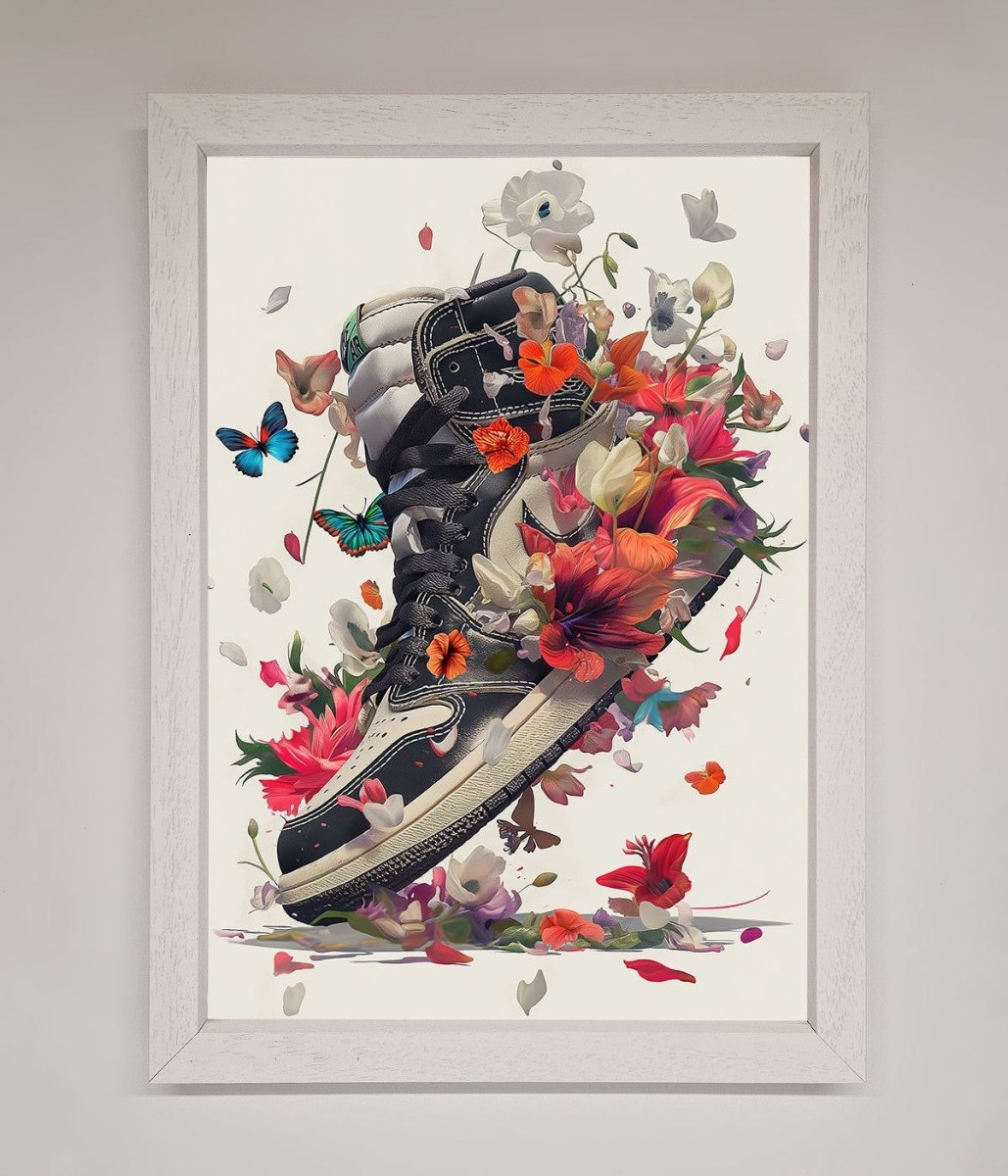Floral Sneakers Framed Print - Zestio
