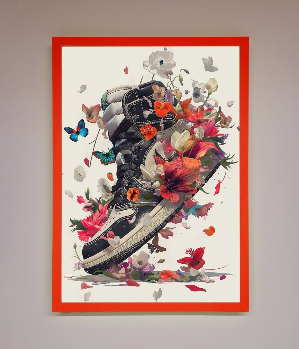 Floral Sneakers Framed Print - Zestio