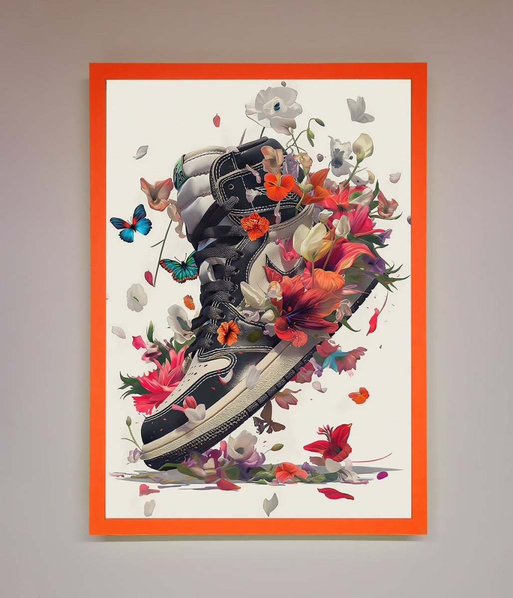 Floral Sneakers Framed Print - Zestio