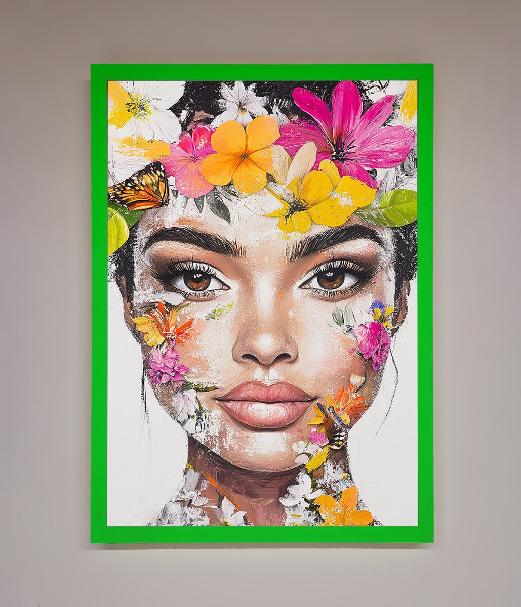 Floral Woman Face Framed Print - Zestio